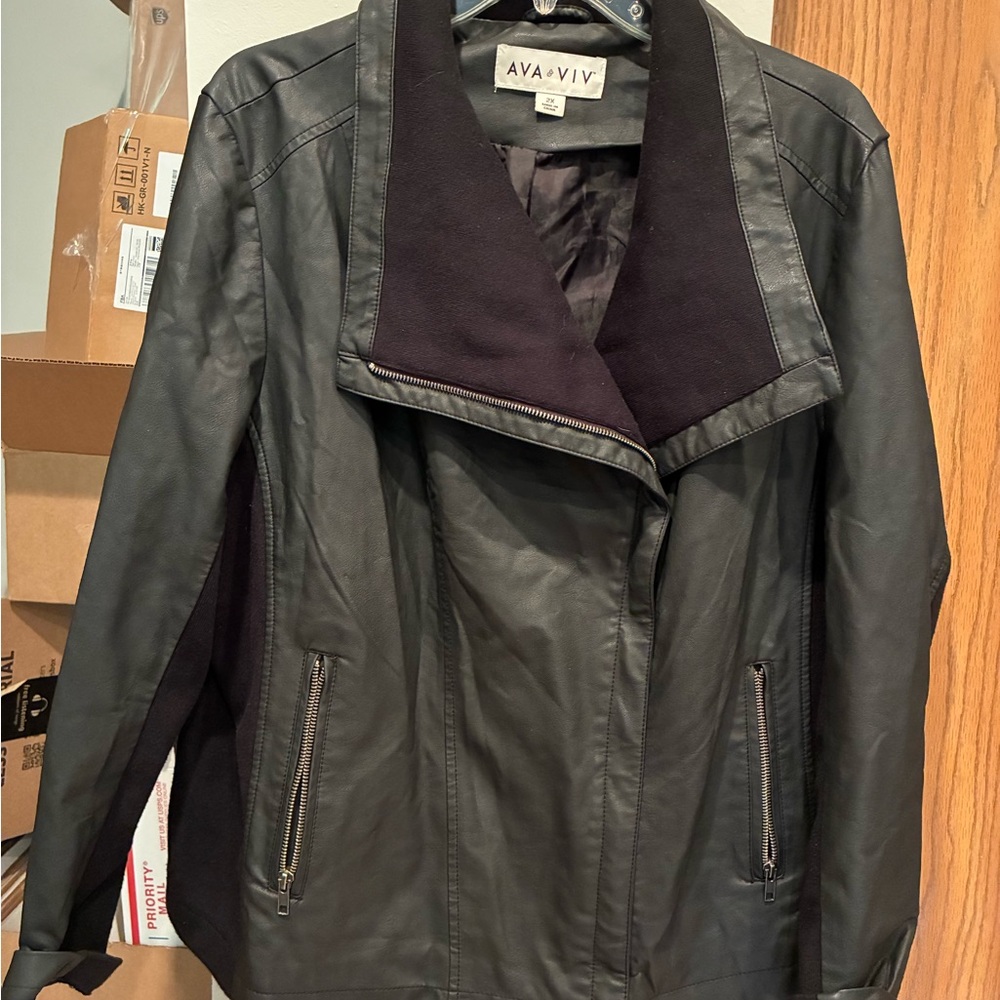 Ava & Viv Black Leather Moto Jacket